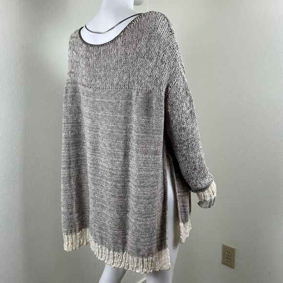 Free People Womens Size L Beige Haiku Pullover Knit NEW Sweater Tunic Top Cotton - Picture 13 of 16